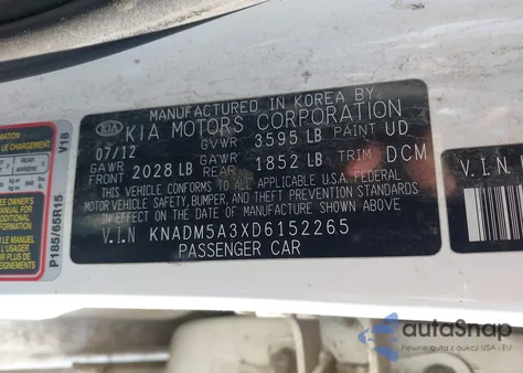 2013 Kia Rio Lx from USA, damaged, VIN KNADM5A3XD6152265